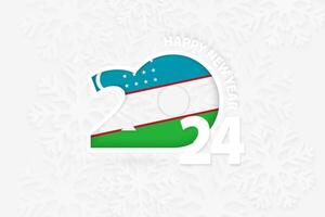 nuevo año 2024 para Uzbekistán en copo de nieve antecedentes. vector