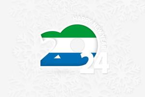 New Year 2024 for Sierra Leone on snowflake background. vector