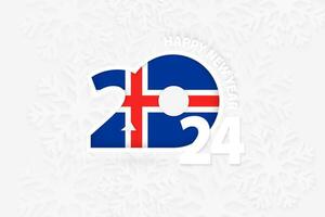 New Year 2024 for Iceland on snowflake background. vector