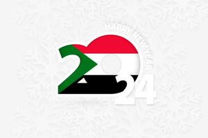 New Year 2024 for Sudan on snowflake background. vector