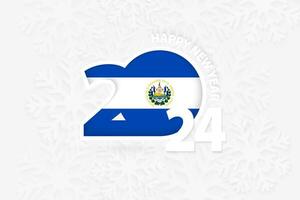 New Year 2024 for El Salvador on snowflake background. vector