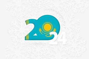 New Year 2024 for Kazakhstan on snowflake background. vector