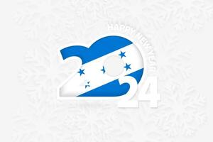 New Year 2024 for Honduras on snowflake background. vector