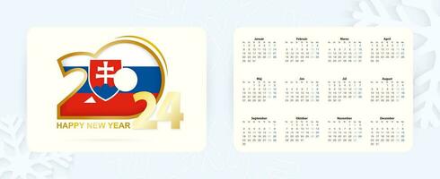 horizontal bolsillo calendario 2024 en eslovaco idioma. nuevo año 2024 icono con bandera de Eslovaquia. vector