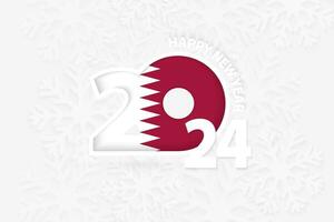 New Year 2024 for Qatar on snowflake background. vector