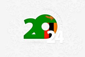 New Year 2024 for Zambia on snowflake background. vector