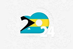 New Year 2024 for The Bahamas on snowflake background. vector