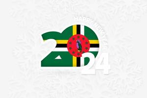New Year 2024 for Dominica on snowflake background. vector