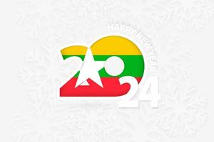 New Year 2024 for Myanmar on snowflake background. vector