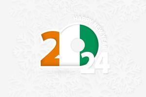 New Year 2024 for Ivory Coast on snowflake background. vector