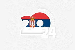 New Year 2024 for Serbia on snowflake background. vector