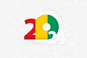 New Year 2024 for Guinea on snowflake background. vector