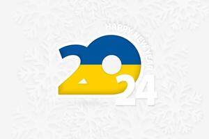 New Year 2024 for Ukraine on snowflake background. vector