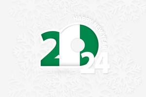 New Year 2024 for Nigeria on snowflake background. vector