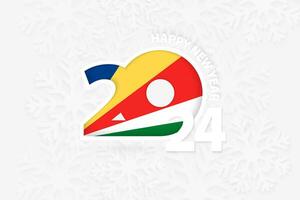 New Year 2024 for Seychelles on snowflake background. vector