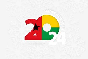 New Year 2024 for Guinea-Bissau on snowflake background. vector