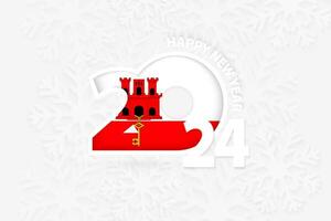 New Year 2024 for Gibraltar on snowflake background. vector