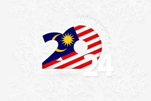 New Year 2024 for Malaysia on snowflake background. vector