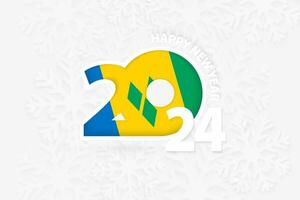 New Year 2024 for Saint Vincent and the Grenadines on snowflake background. vector