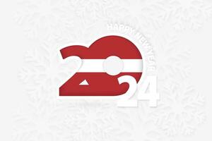 New Year 2024 for Latvia on snowflake background. vector