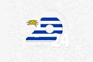 New Year 2024 for Uruguay on snowflake background. vector