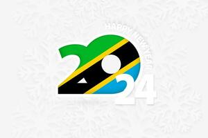 New Year 2024 for Tanzania on snowflake background. vector