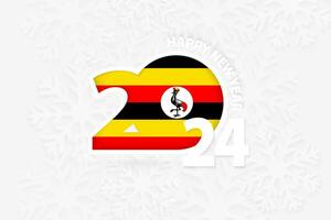 New Year 2024 for Uganda on snowflake background. vector