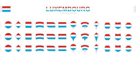 Large collection of Luxembourg flags of various shapes and effects. vector