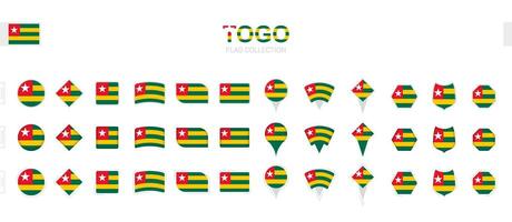 Large collection of Togo flags of various shapes and effects. vector