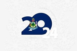 New Year 2024 for Maine on snowflake background. vector