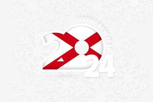 New Year 2024 for Alabama on snowflake background. vector