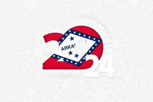 New Year 2024 for Arkansas on snowflake background. vector