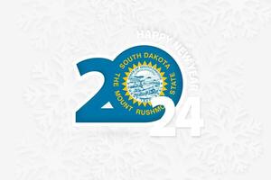 New Year 2024 for South Dakota on snowflake background. vector