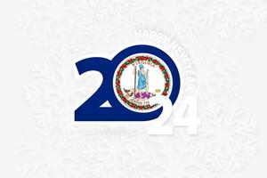 New Year 2024 for Virginia on snowflake background. vector