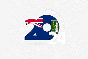 New Year 2024 for British Virgin Islands on snowflake background. vector