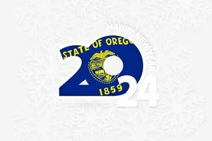 New Year 2024 for Oregon on snowflake background. vector