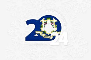 New Year 2024 for Connecticut on snowflake background. vector