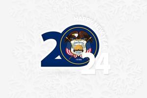 New Year 2024 for Utah on snowflake background. vector