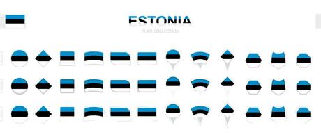 Large collection of Estonia flags of various shapes and effects. vector