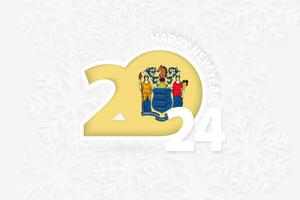 New Year 2024 for New Jersey on snowflake background. vector