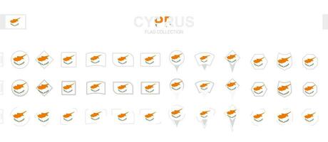 Large collection of Cyprus flags of various shapes and effects. vector