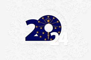 New Year 2024 for Indiana on snowflake background. vector