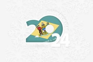 New Year 2024 for Delaware on snowflake background. vector