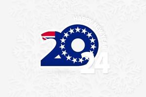 New Year 2024 for Cook Islands on snowflake background. vector