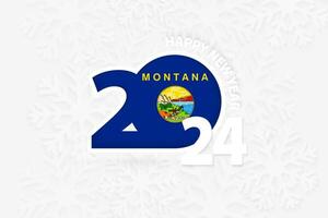 New Year 2024 for Montana on snowflake background. vector