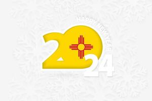 New Year 2024 for New Mexico on snowflake background. vector