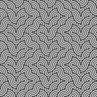 Black seamless abstract geometric japanese overlapping circles lines and waves pattern vector