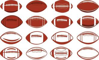 American football vector illustration, Rugby ball vector set, Football silhouette, American football ball, Sports ball vector.