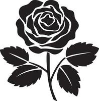 A black Silhouette Rose Silhouette Clipart on a white background vector