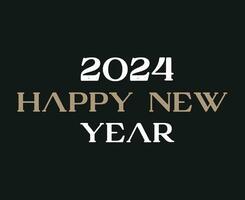 Happy New Year 2024 Abstract Brown And White Graphic Design Vector Logo Symbol Illustration With Black Background